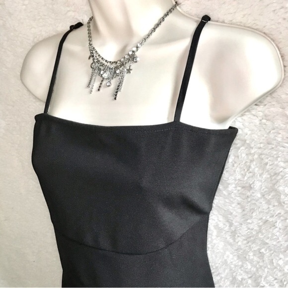 LUCCA COUTURE Black bodycon mini dress Size Medium adjustable spaghetti straps M - Picture 3 of 11